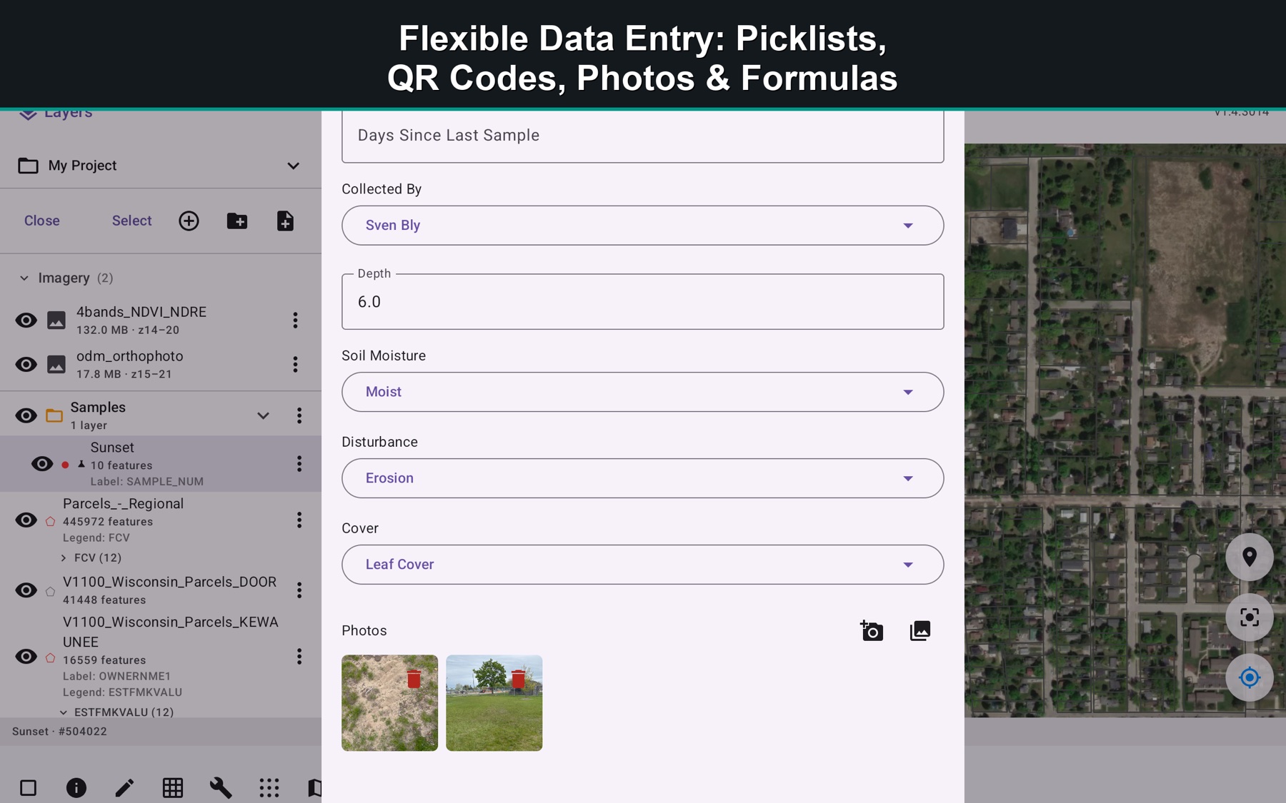 GoGIS flexible data entry form on an Android tablet