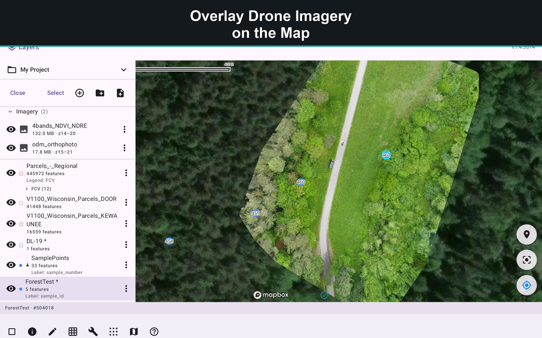 GoGIS overlaying drone imagery on an Android tablet