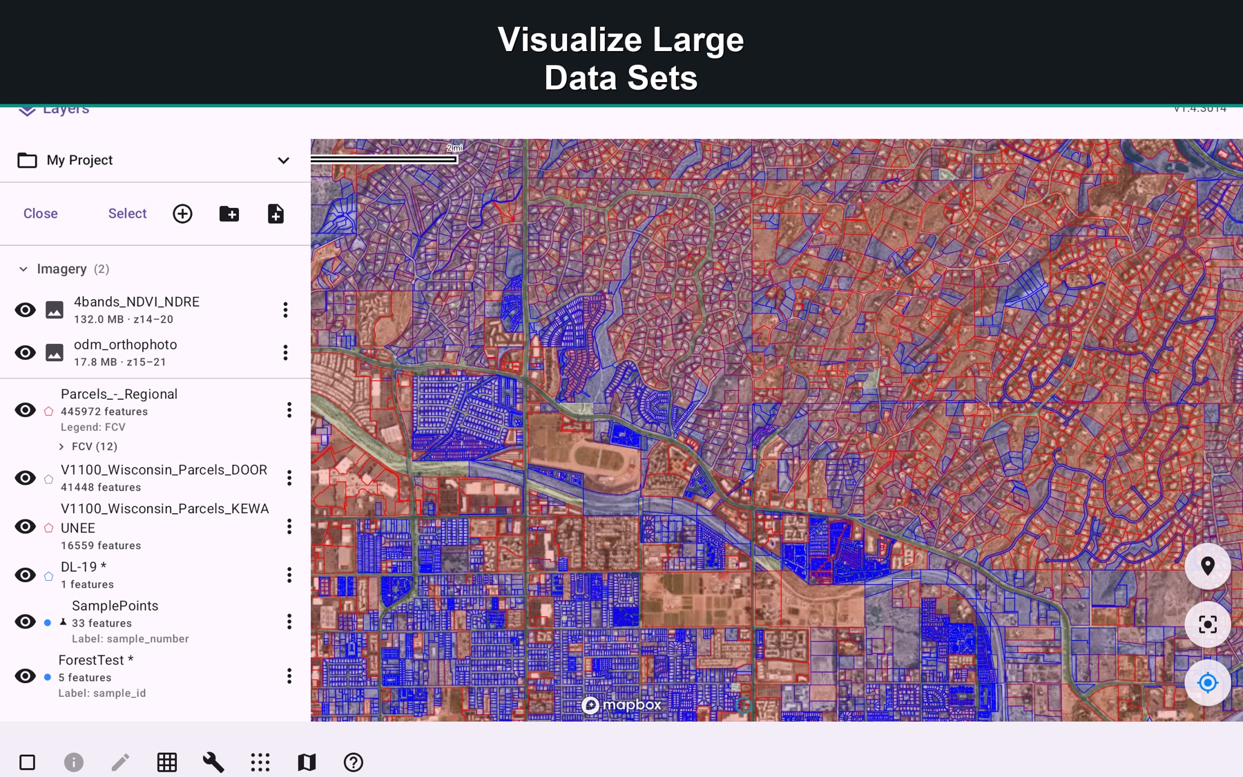 GoGIS visualizing a large parcel dataset on an Android tablet