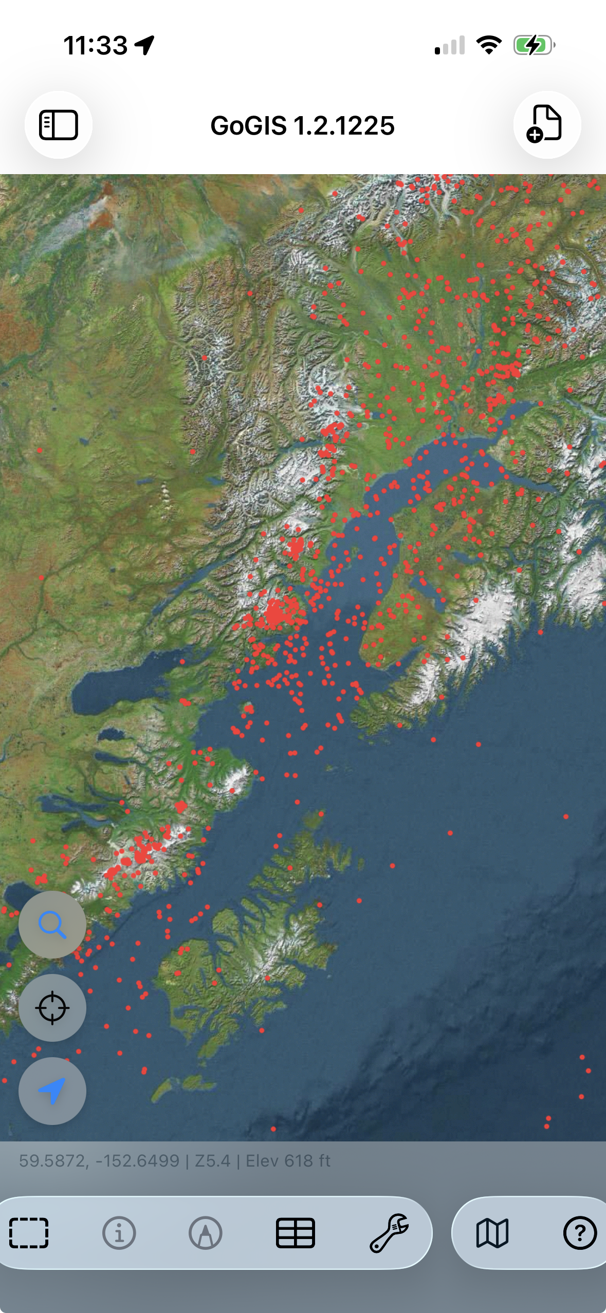 Data loaded on the map with the layers panel visible