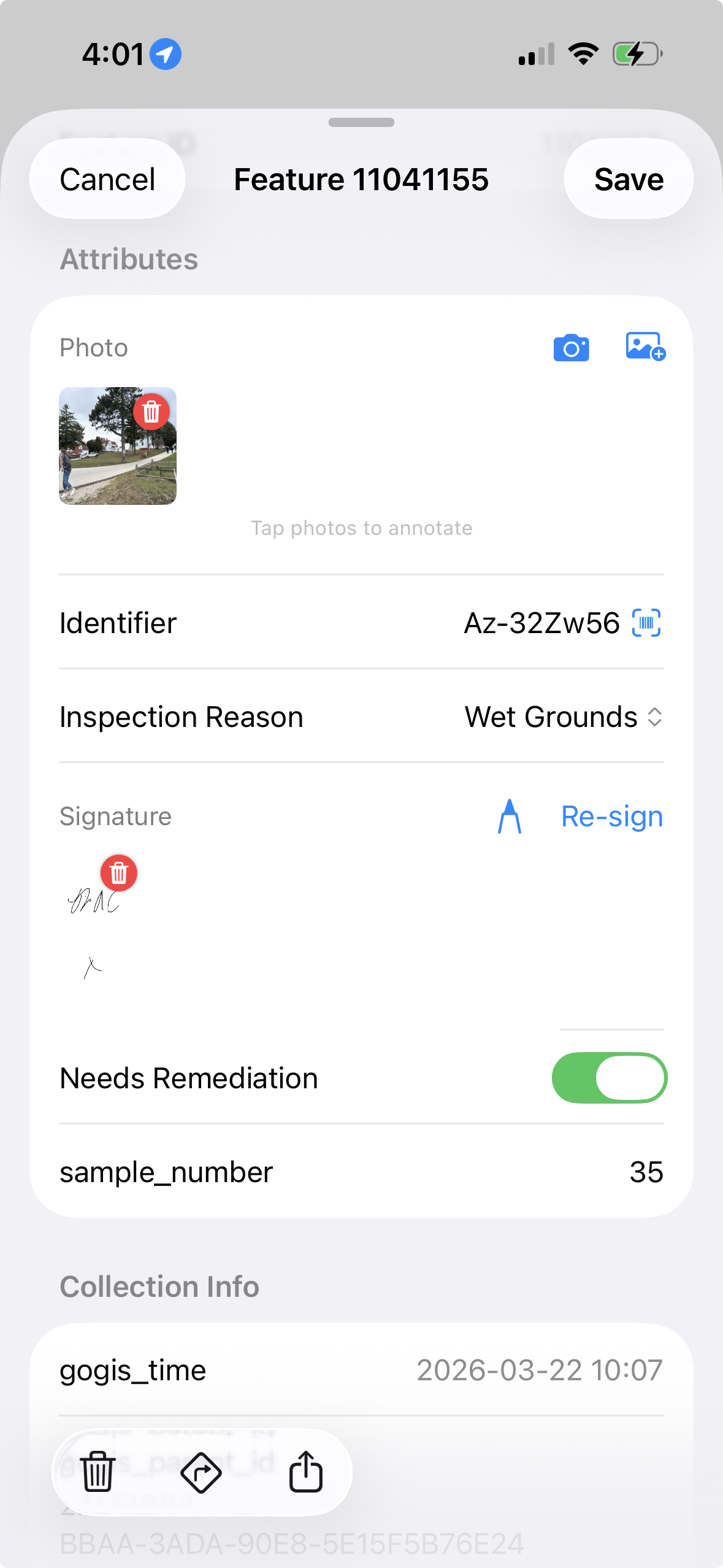 Custom data entry form with pick lists and photo fields