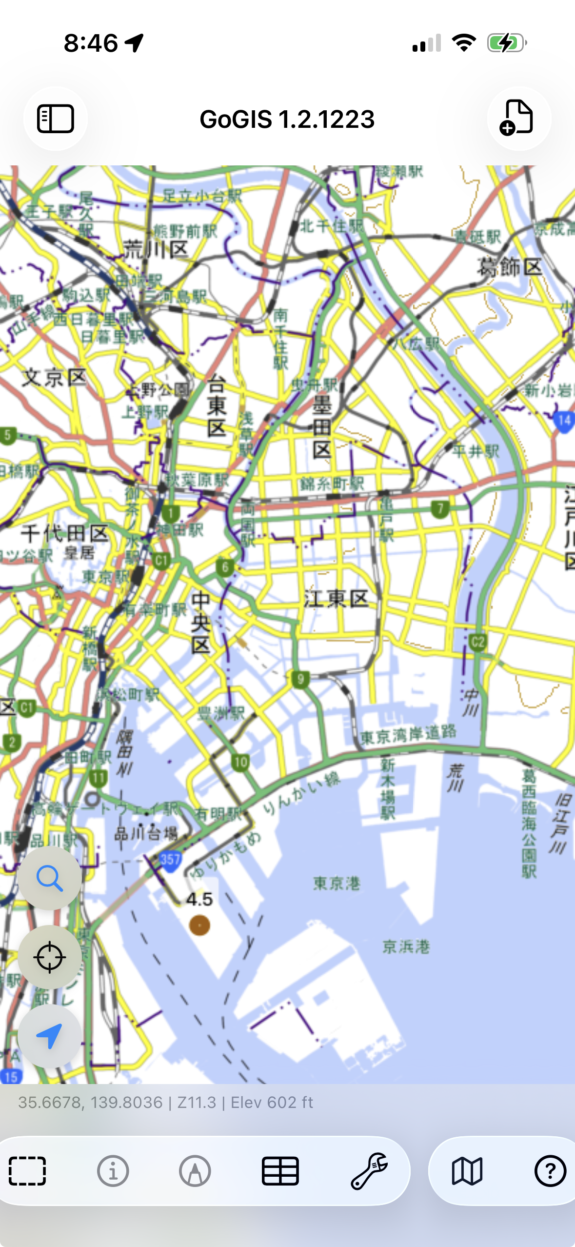 国土地理院タイルのスクリーンショット