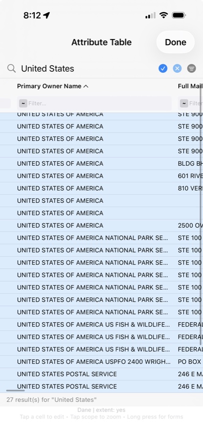 WI 2026 owner search results in the attribute table